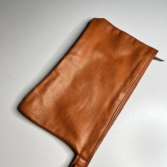 Yudi Clutch Bag Womens Large Brown Leather Zip Wristlet Suede Lining Colombia - Picture 9 of 11